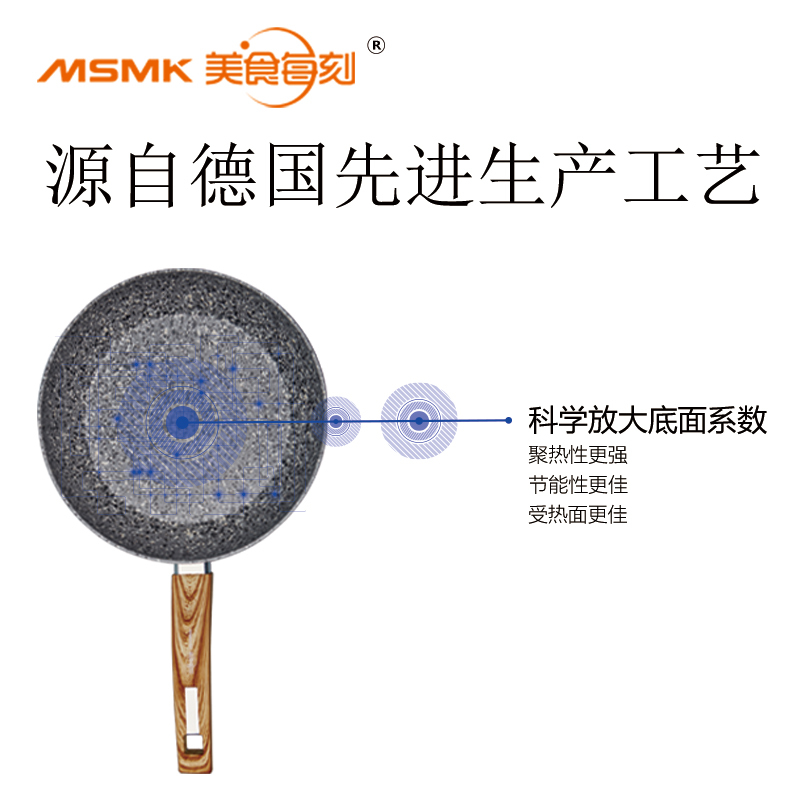美食每刻花岗岩近无油烟不粘锅锅具三件套(炒锅+煎锅+汤锅)燃气灶电磁炉通用套装