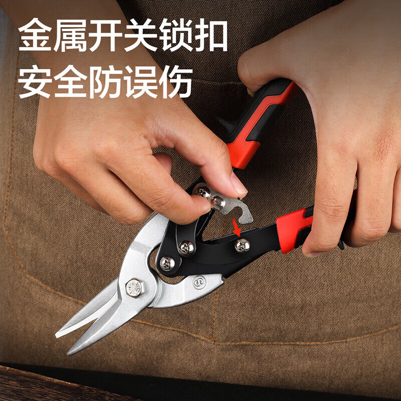 得力 省力左头航空剪铬钼钢(红)10寸[DL20031Z]高清大图