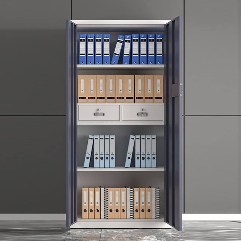 缑氏指纹电子保密柜钢制密码文件柜档案柜矮柜资料柜办公柜通门灰白:电子锁高清大图