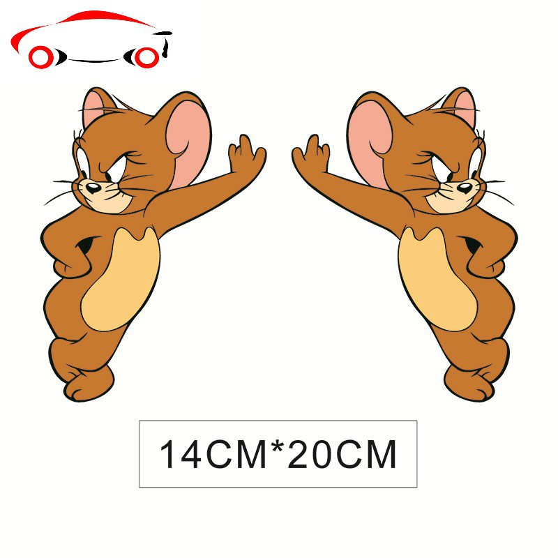 汽车遮挡划痕车贴创意卡通猫和老鼠车身贴纸杰瑞汤姆猫引擎盖车贴jing