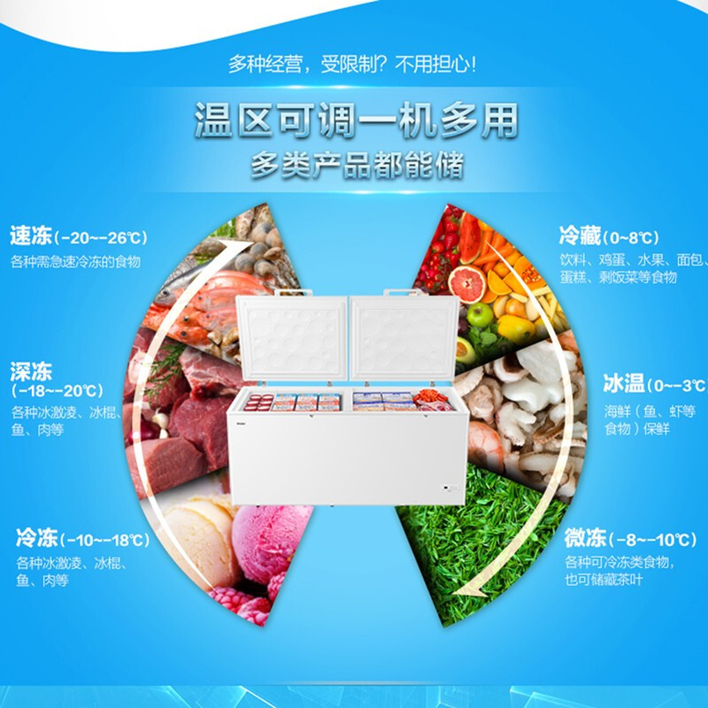 海尔(Haier)629升大容量商用卧式顶开门冷柜 -38度超低温 冷藏冷冻速冻转换 大冷冻力 BC/BD-629HEZ