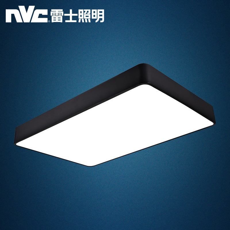 雷士照明NVC 北欧黑客厅吸顶灯简约现代长方形卧室餐厅吊灯调光LED亚克力创意黑色苹果灯具套餐灯饰组合15㎡