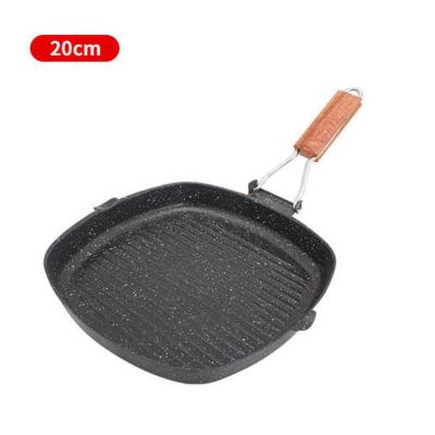 [20cm]不粘煎锅 常规款[单锅] 户外家用折叠牛排锅条纹平底锅煎锅煎牛排专用锅不粘锅燃气电磁炉
