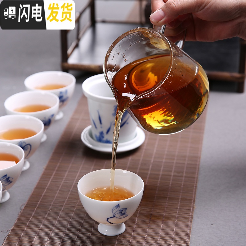 三维工匠手绘玻璃茶壶加厚耐热泡茶具陶瓷过滤内胆红茶壶功夫冲茶器 单壶+4玻璃把杯高清大图