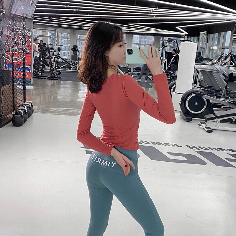 珂卡慕kekamuv领长袖瑜伽服女士网红运动跑步健身气质显瘦速干上衣