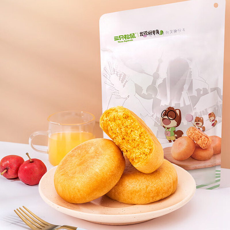 三只松鼠黄金肉松饼休闲食品传统糕点肉松饼456g*10袋