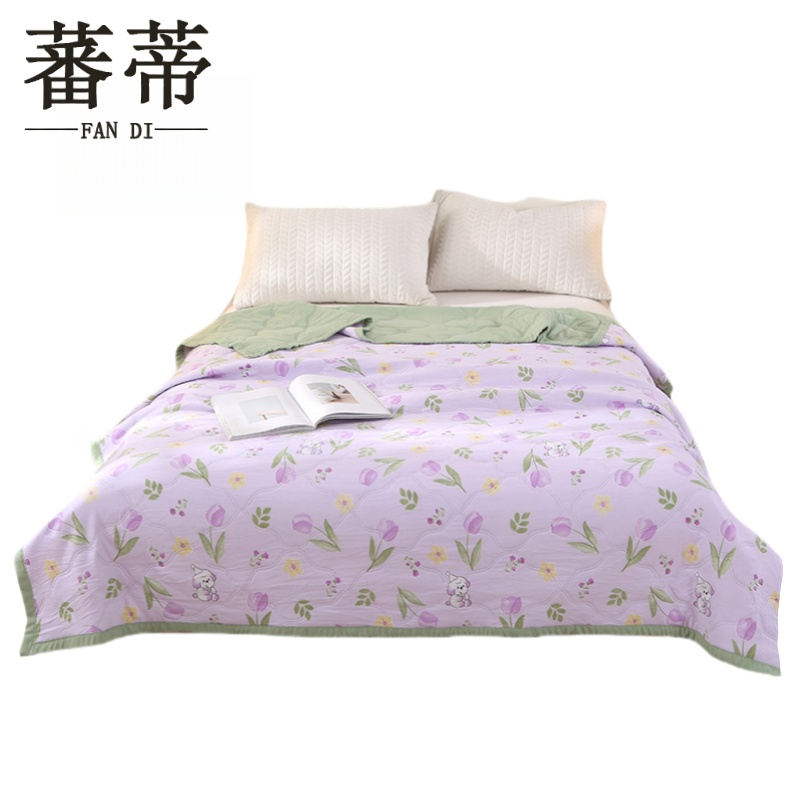 蕃蒂水洗棉夏被夏凉被条高清大图