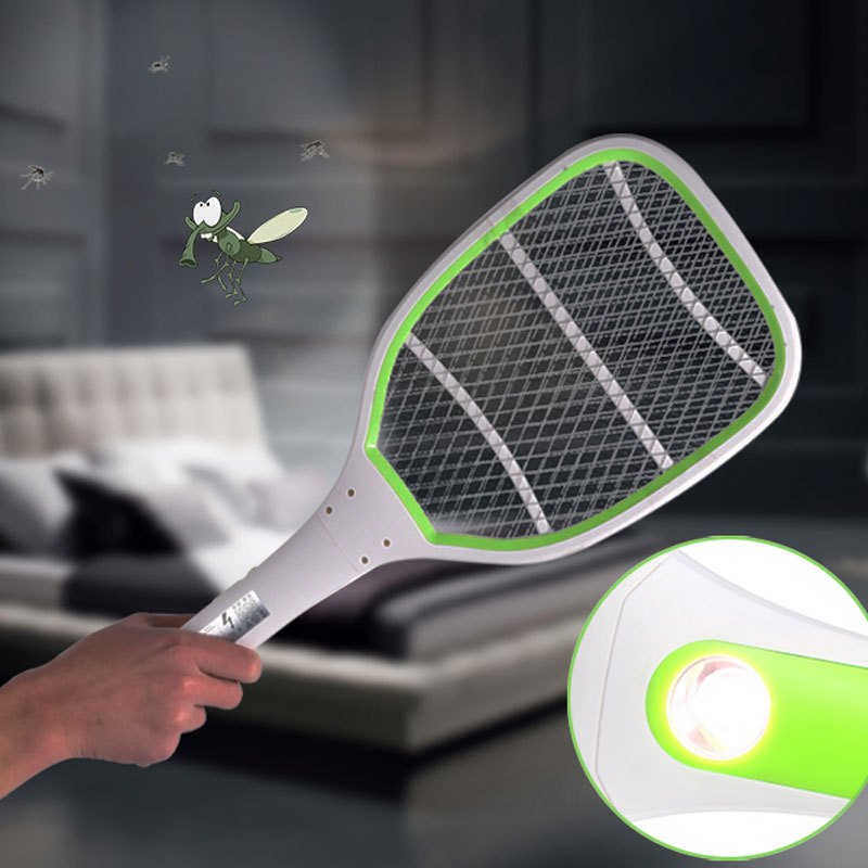 充电式纯色简约电蚊拍充电式led灯灭苍蝇拍大号网面灭蚊拍电蚊子拍