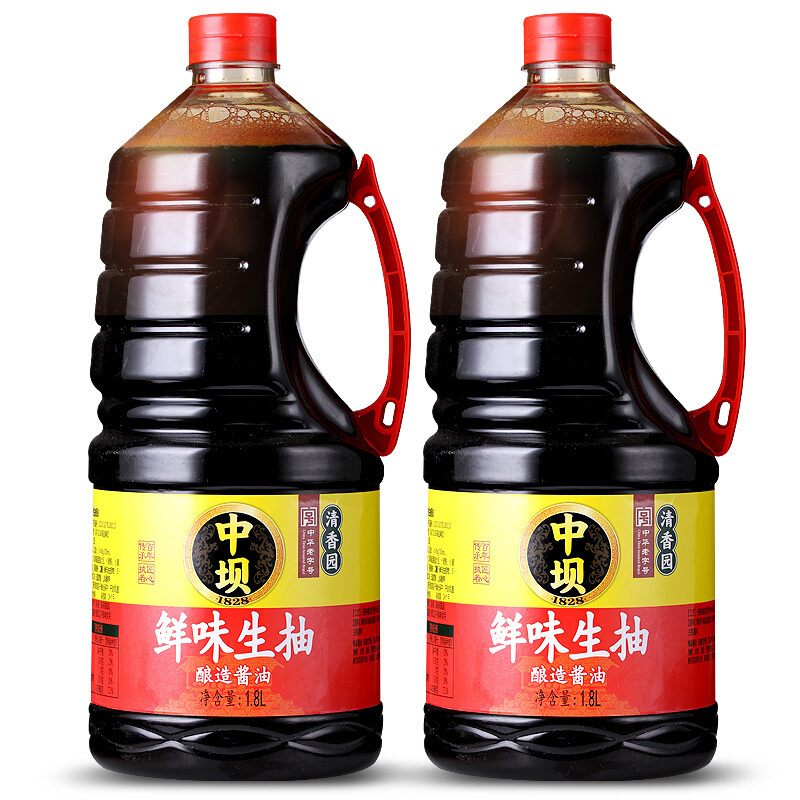 中坝 鲜味生抽酱油1.8L装单瓶装厨房调味品