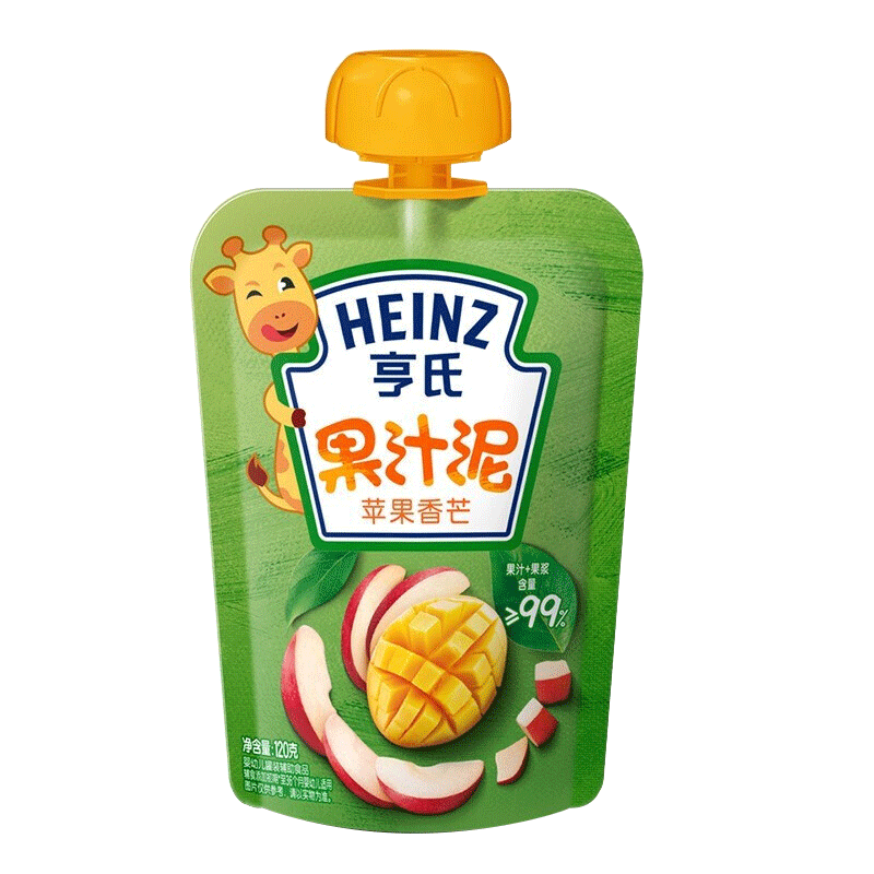 亨氏heinz乐维滋果汁泥苹果香芒果汁泥120g袋装