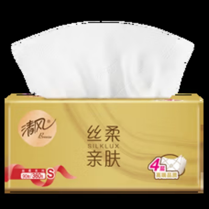 清风小规格无香味四层90抽原生木浆生活用纸12包每箱