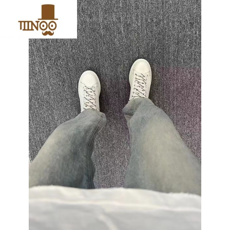 YANXU黄泥水洗做旧牛仔裤男韩版痞帅男生直筒裤潮牌百搭休闲九分裤黄高清大图