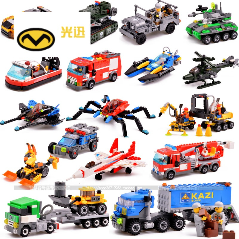 光迅兼容乐高积木玩具拼装组装拼图模型工程车警车飞机军事卡车机器人光迅 