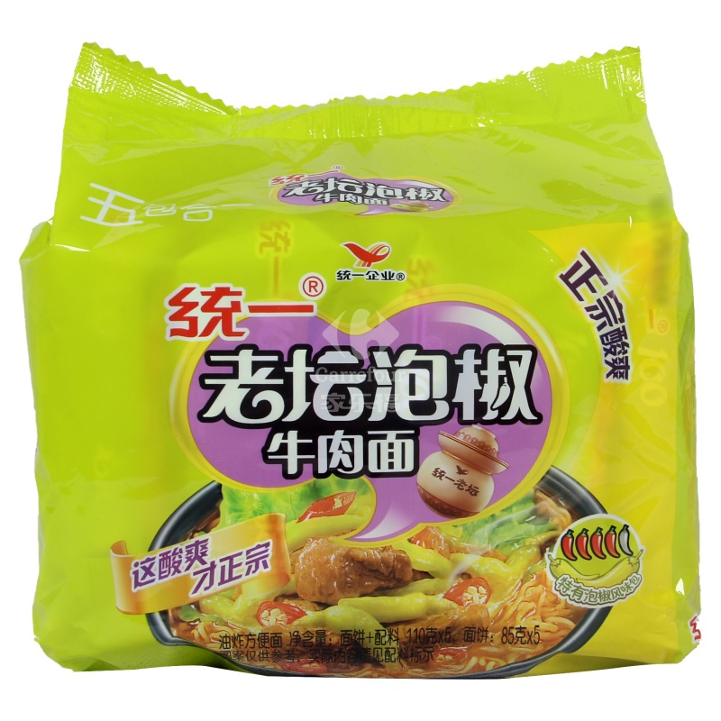 【统一方便面】 统一100泡椒牛肉面五合一104g*5【价格 图片 品牌