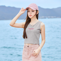 唐狮2024夏季新款女背心外穿设计感短款别致内搭显瘦修身针织上衣_1086 L 浅麻灰