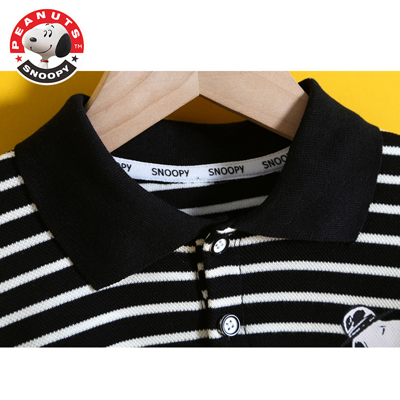 史努比(SNOOPY)儿童休闲印花卫衣春款翻领童装洋气男女童宝宝条纹卡通衣服潮AG022