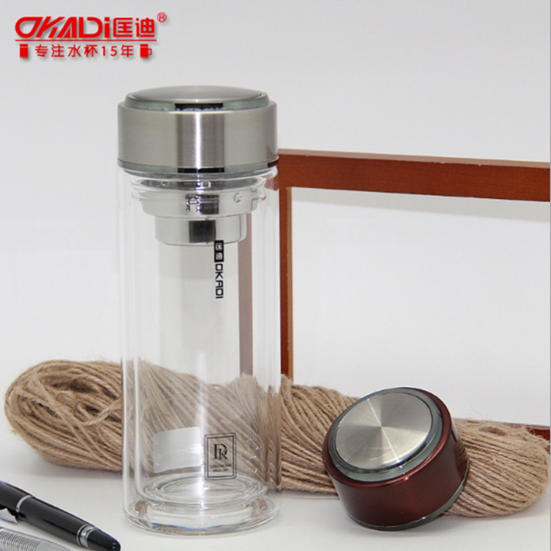 匡迪205号双层玻璃杯高硼硅水杯商务办公杯500ml