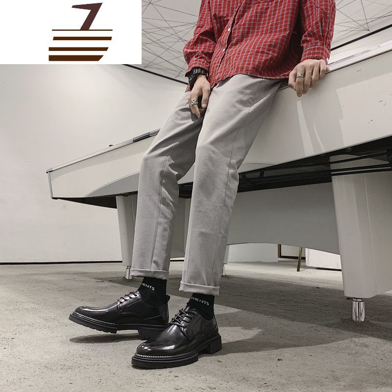 尗卡英伦男士休闲商务正装内增高西装鞋子青年新郎韩版潮流黑色皮鞋男