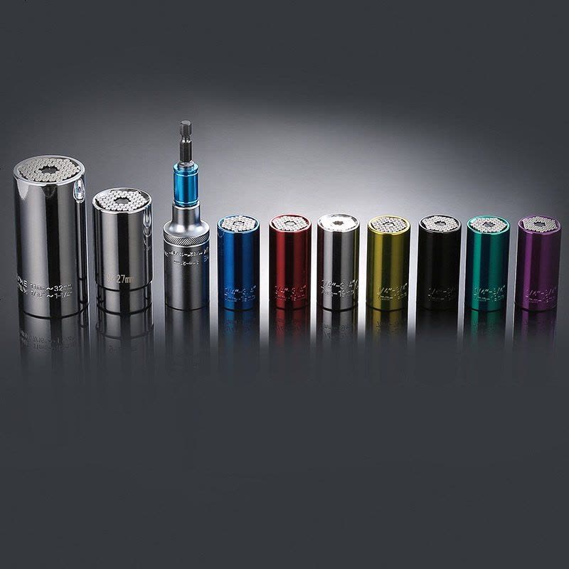 定做 套筒多功能万用扳手工具快速棘轮外六角汽修套装套管五金 11-32套筒+不带扳手图片