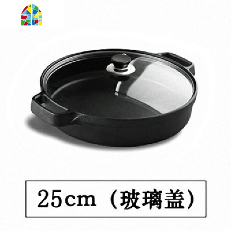 老式平锅烙饼新款双耳煤气铸铁平底锅加厚生铁家用锅具煎蛋生铁锅 FENGHOU 25cm(玻璃盖)高清大图