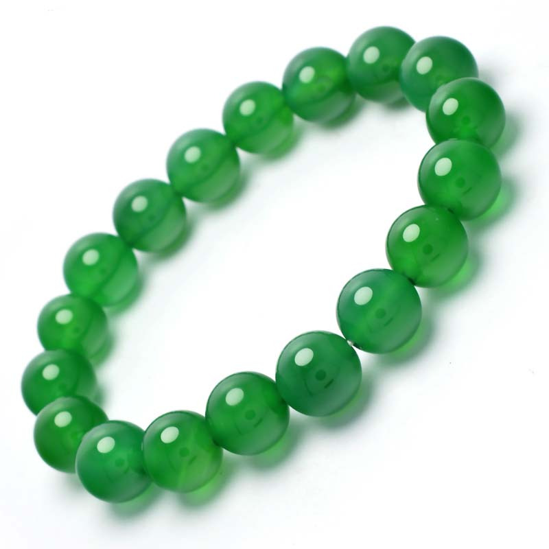 紫夕珠宝绿玛瑙玉髓单圈手串附证书ay0032