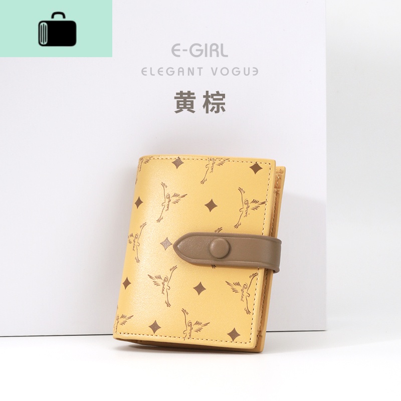折叠女士小钱包女短款ins学生潮韩版可爱小巧超薄简约皮ckNEW LAKE 黄色