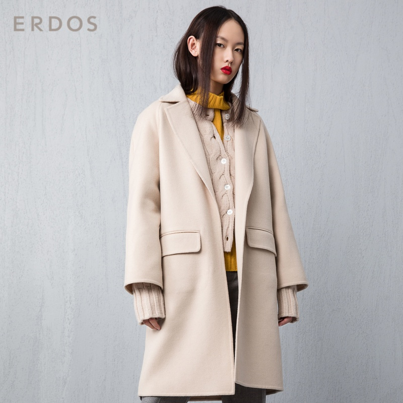 ERDOS 纯色简约女士羊绒大衣温暖舒适外套通勤淑女