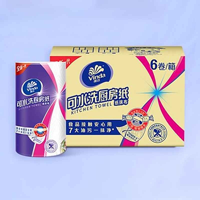 维达(Vinda)可水洗厨房纸巾3层85节*6卷 V9300-A