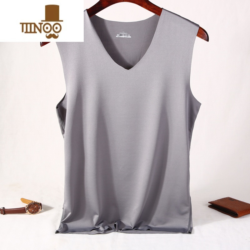 YANXU运动速干无袖坎肩男背心无痕薄款冰丝内穿港风潮牌ins吸汗背心男高清大图