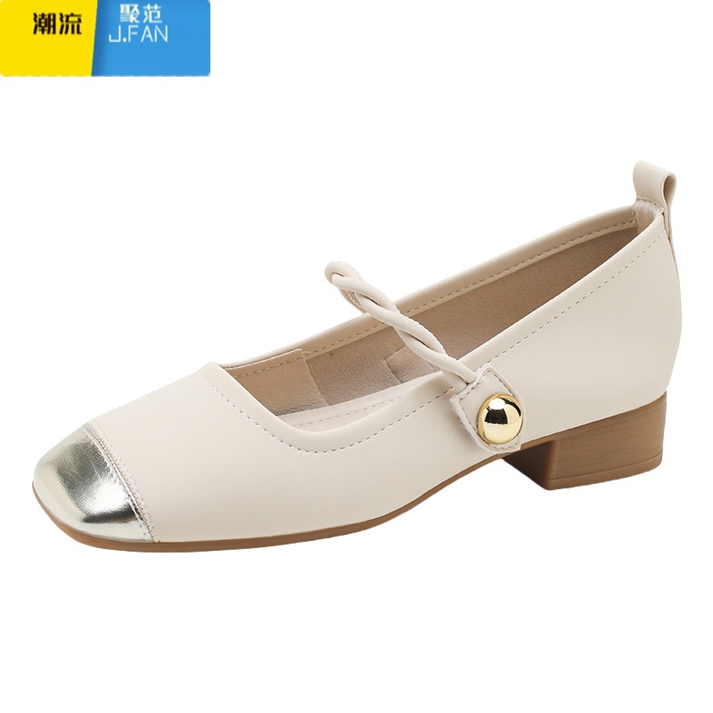 聚范超软皮不累脚玛丽珍女鞋2024新款夏款配裙子平底法式晚晚风单鞋高清大图