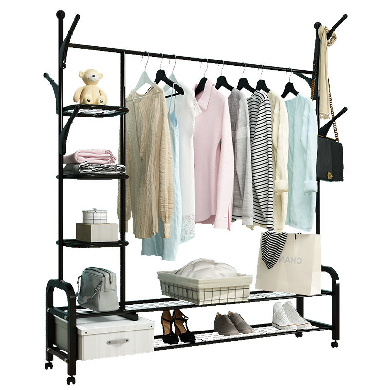 简易衣帽架落地挂衣架闪电客卧室家用置物架单杆式客厅房间衣服收纳架