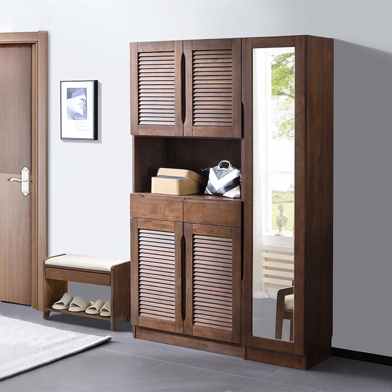 森美人高鞋柜家用口实木大容量玄关柜阳台储物柜加高立式多层厅高柜高清大图