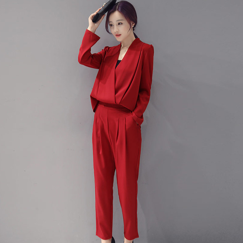 显瘦秋装女士新品女矮个子时尚两件套潮韩版社会洋气时髦套装