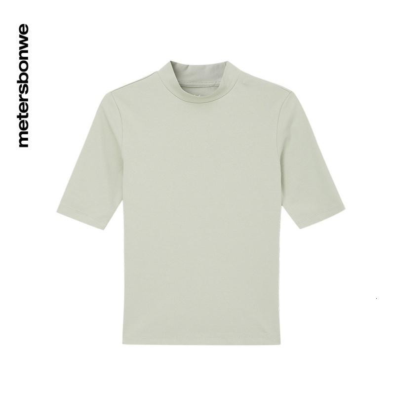 1件5折价40美特斯邦威女基本半高领中袖t恤