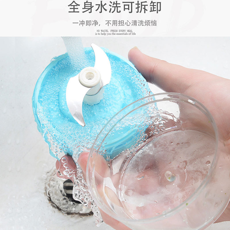 拉蒜压蒜器碎蒜捣蒜泥蒜蓉搅蒜器切蒜绞蒜机厨房迷你手动电动 敬平 升级蓝色款研磨碗(碎物器)高清大图