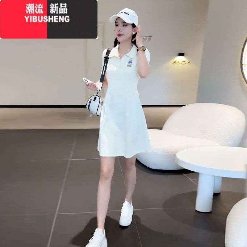 YIBUSHENGpolo领a字连衣裙女2023新款高级感小个子优雅休闲修身显瘦裙子图片
