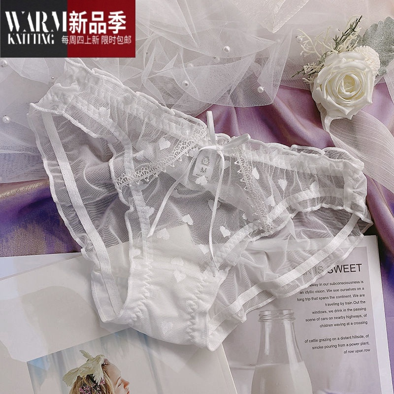 shanchao日系内裤女性感迷人蕾丝秋季薄款透气可爱软糯档美少女三角裤