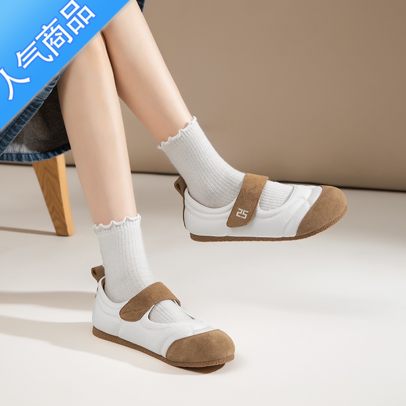 SUNTEK玛丽珍女鞋2023新款夏季法式平底浅口单鞋大头丑萌小白鞋软底凉鞋高清大图