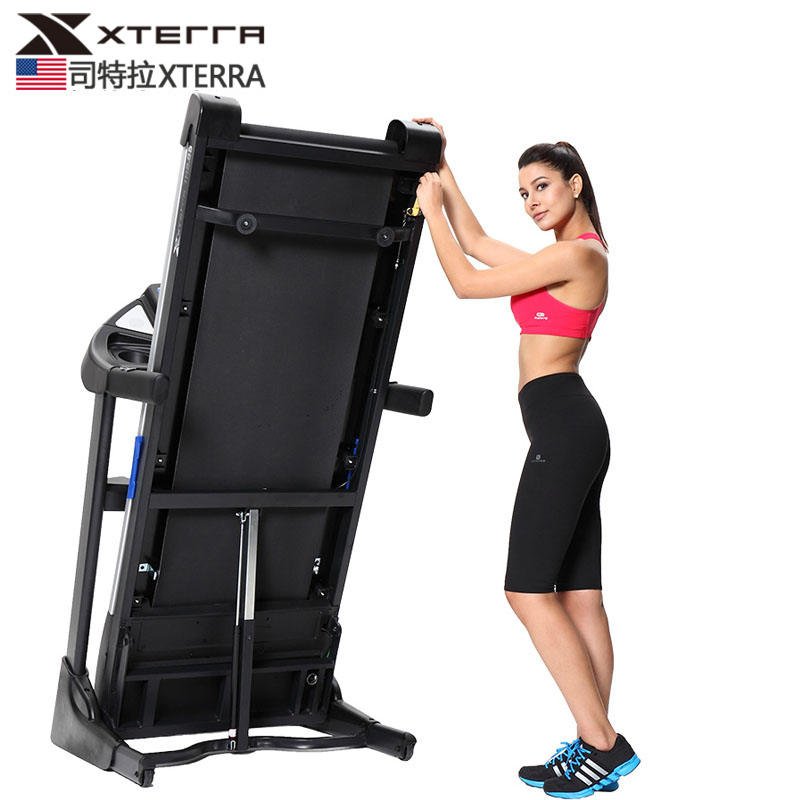 美国司特拉(XTERRA)家用跑步机 TR6.65 静音可折叠铝合金边条4轮推动跑步机 黑色