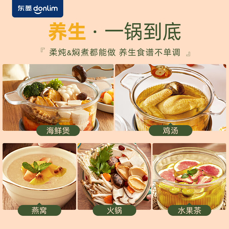 东菱(Donlim)电炖锅煲汤燕窝隔水炖盅养生隔水炖锅BB煲汤小锅玻璃电炖锅食补养颜DL-9002(森野绿)高清大图