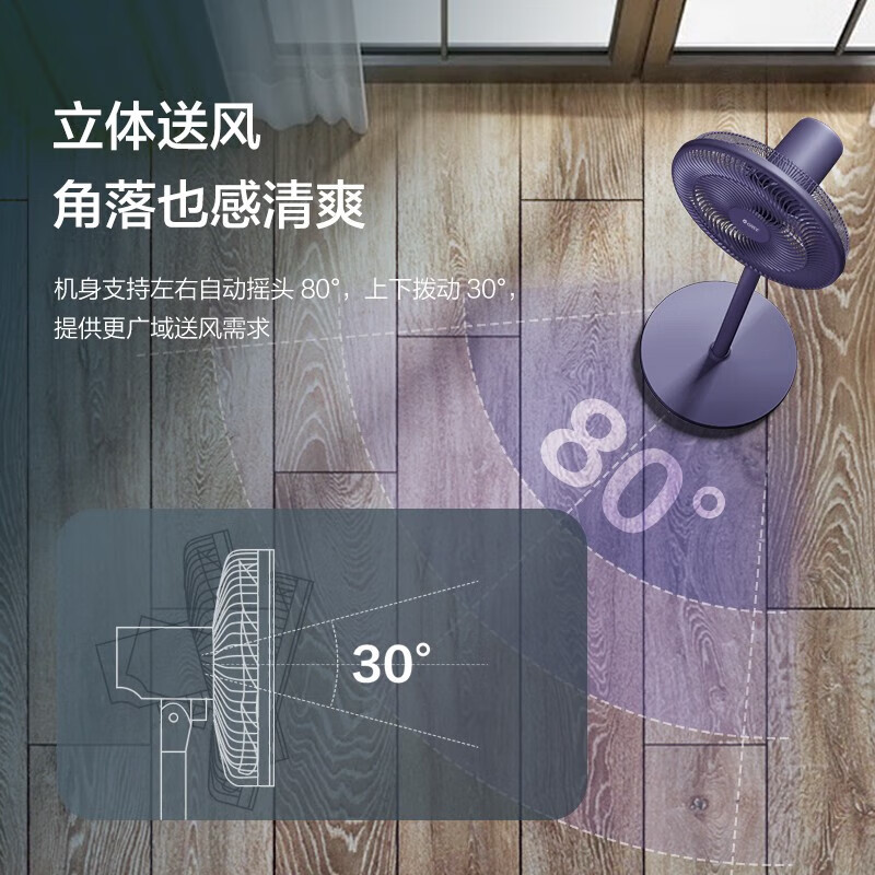 格力(GREE)电风扇落地扇家用七叶办公室轻音电扇立式大风量节能易拆洗节能宿舍电扇极光紫 FD-35X66Bh7 FD-高清大图