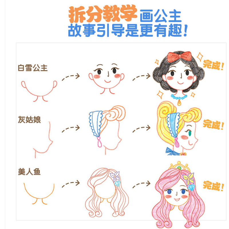 [醉染正版]学生色铅笔基础入门:梦幻公主画 小孩漫画彩铅零基础临摹画册教程书学生绘画智力开发3-6-9岁幼儿绘画教学美术高清大图