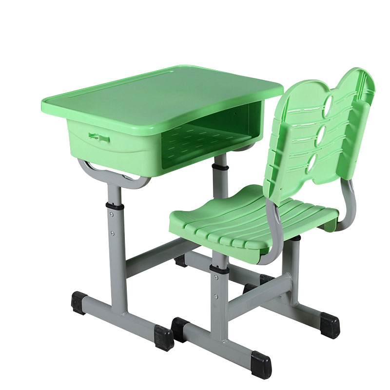 铭威盾中小学生培训补习班学习桌学校写字桌套管升降塑钢课桌椅 套管靠背绿色