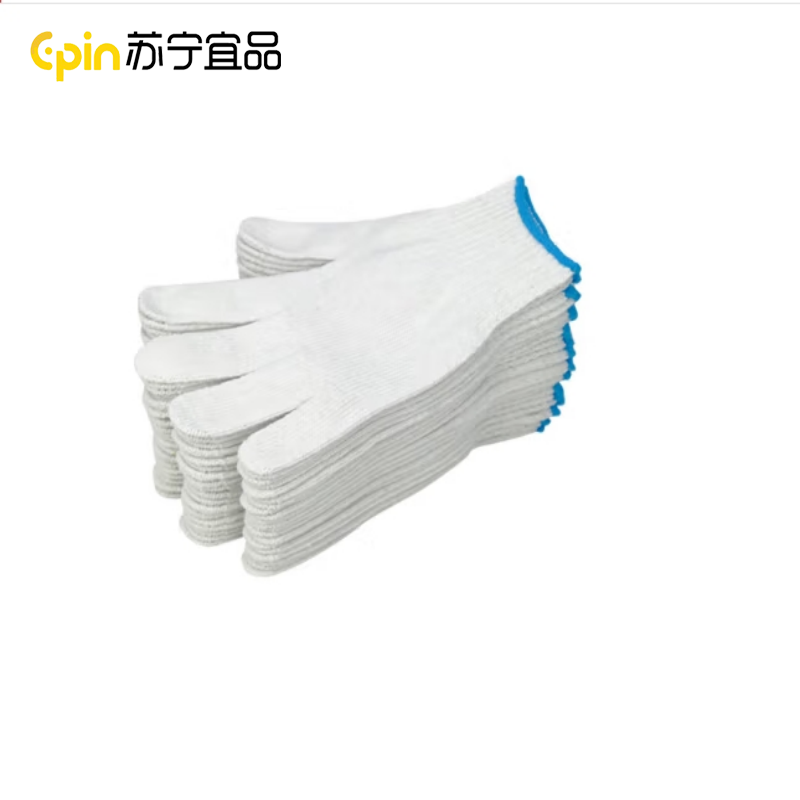 苏宁宜品 SNYP-MXST03 棉线M码劳保手套 加厚耐磨防滑白棉纱 1副高清大图