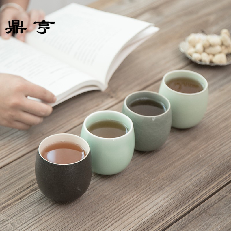 鼎亨礼品茶杯陶瓷大号杯哥窑汝窑青瓷黑陶大肚杯礼盒装主人杯家