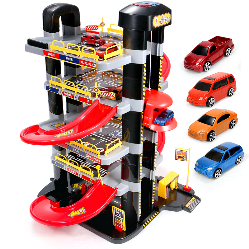 儿童停车场玩具车合金小汽车模型男孩子男童小孩宝宝生日 电动5层大型
