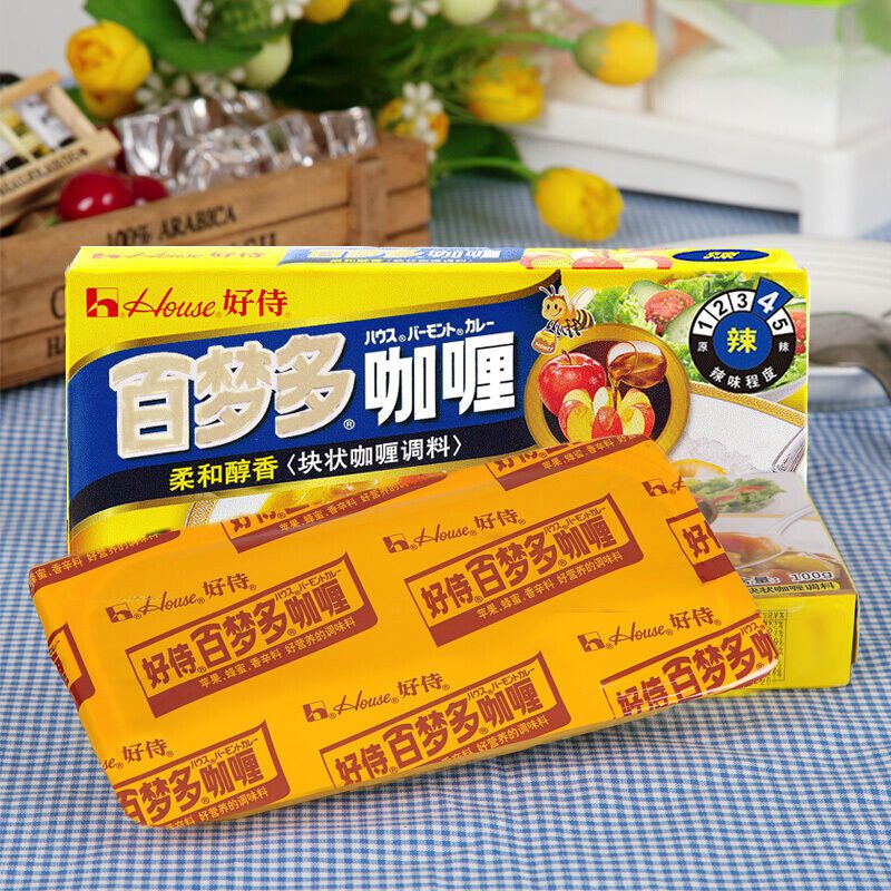 微辣咖喱1盒 好侍百梦多咖喱日式速食咖喱块100g原味微辣辣味任选方便调味料