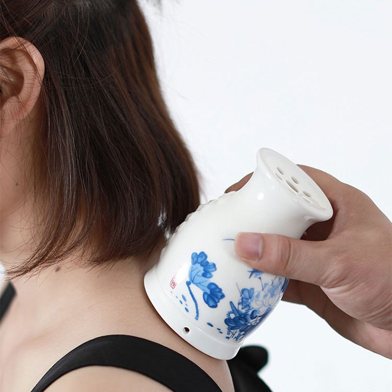 宝康林 陶瓷刮痧杯艾灸罐随身灸家用仪器艾灸盒全身熏蒸