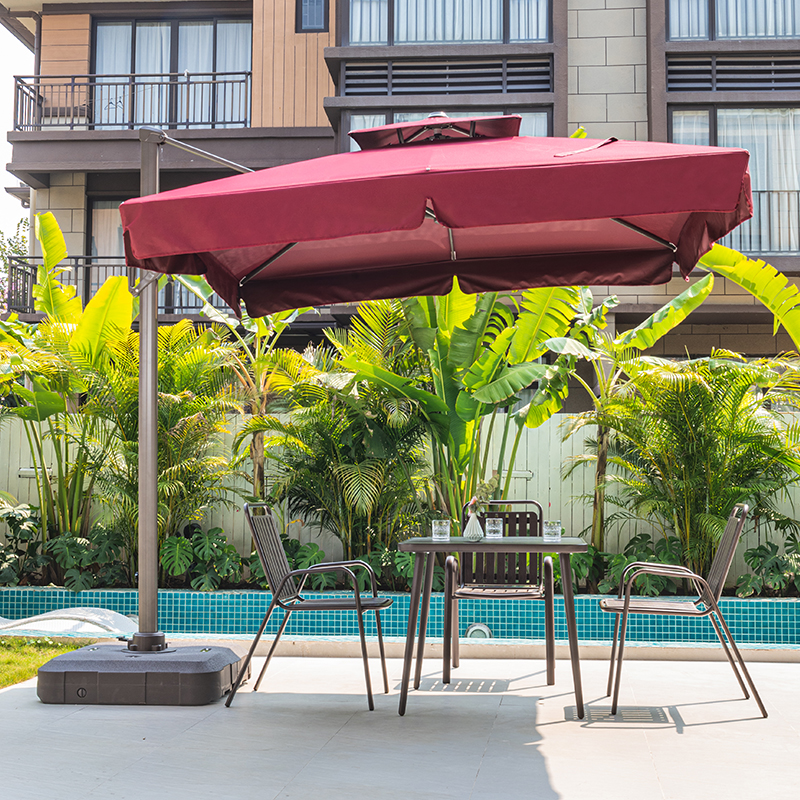 紫叶户外遮阳伞别墅罗马伞户外伞花园太阳伞庭院伞室外露台遮阳棚 2.5米方垂边【82mm铝合金杆，420斤水箱】