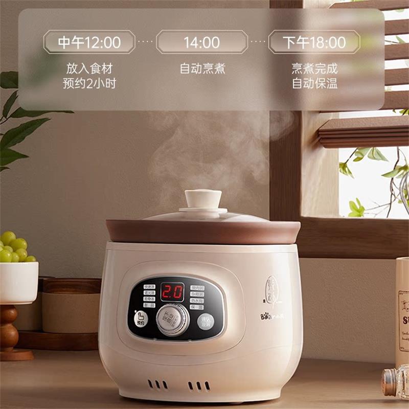 小熊电炖锅电炖盅2-4升家用紫砂内胆炖汤煲粥锅适用3-6人全新 紫砂电炖盅 DDG-D20T5 2L高清大图